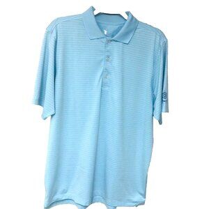 Mariner Sands Golf Shirt Men's L 48 Chest Blue Striped‎ F&G Tech